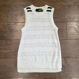 360 Sweater Italian Yarn Striped Sleeveless Sweater Size Large